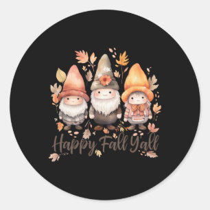 Sticker Rond Chute Joyeuse Y'all Gnomes Lit d'Halloween femmes