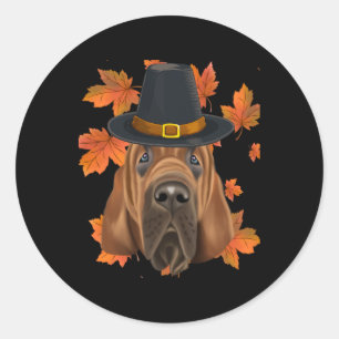Sticker Rond Chute Sanglant Pèlerin Thanksgiving