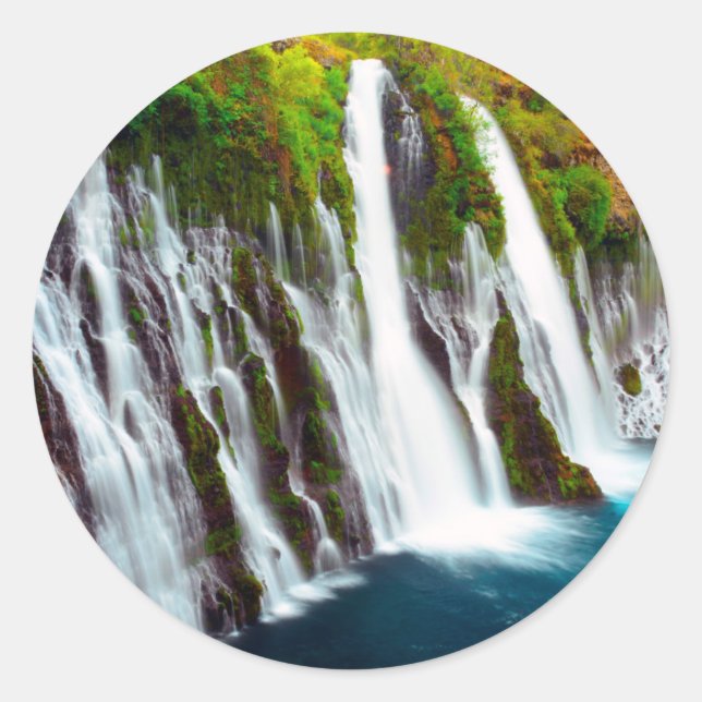 Sticker Rond Chutes de Burney, Mcarthur-Burney Falls Memorial (Devant)