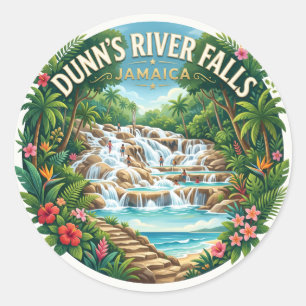 Sticker Rond Chutes de la rivière Dunn Jamaïque