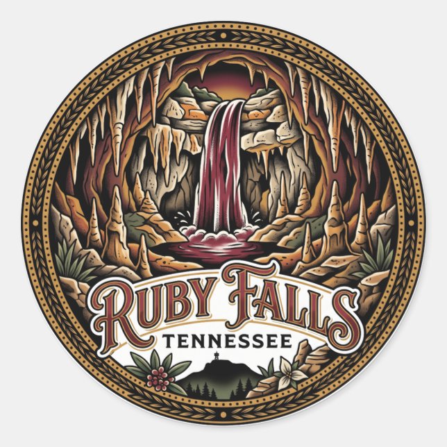 Sticker Rond Chutes de Ruby Tennessee (Devant)