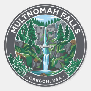 Sticker Rond Chutes Multnomah États-Unis