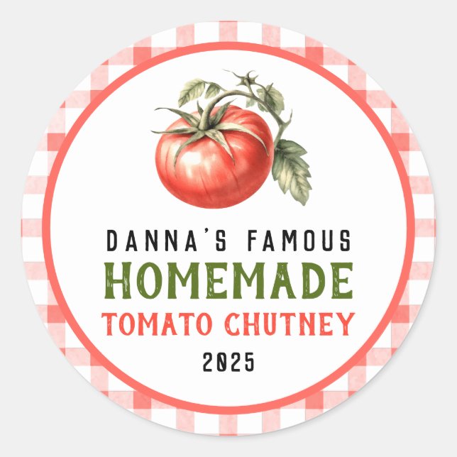Sticker Rond Chutney de tomates fait maison avec look de ferme  (Devant)