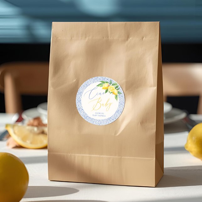 Sticker Rond Ciao Baby Bambino Lemon Baby shower italien (Créateur téléchargé)