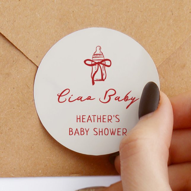 Sticker Rond Ciao Baby Italien Pizza Baby shower Favoriser (Créateur téléchargé)