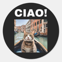 Ciao Chat Gondolier Drôle Sur Une Gondole Vénitien