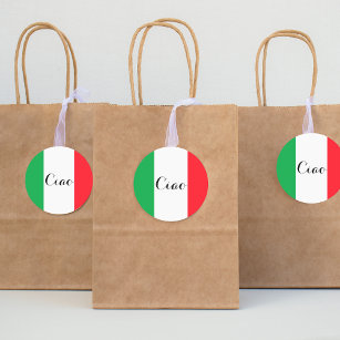 Sticker Rond Ciao Italie avec le drapeau italien