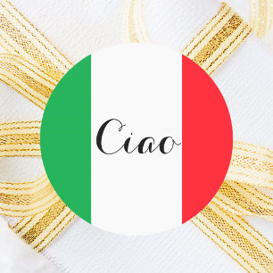 Sticker Rond Ciao Italie avec le drapeau italien