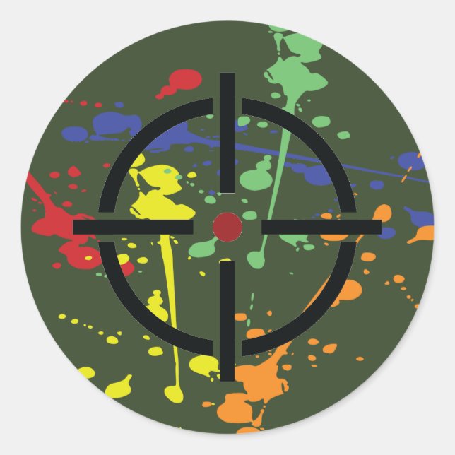 Sticker Rond Cible de l'Armée Green Paintball Party (Devant)