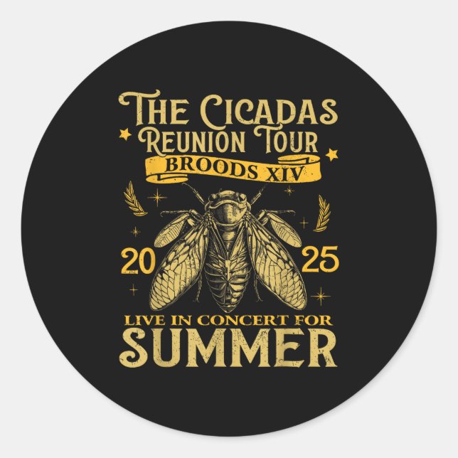 Sticker Rond Cicada Brood Xiv Été 2025 Réunion Tour d'été 2025  (Devant)