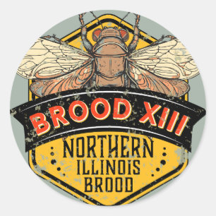 Sticker Rond Cicadas Brood XIII Northern Illinois Brood