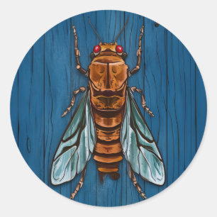 Sticker Rond Cicadas en bois Abstrait Art Design et Texture 202