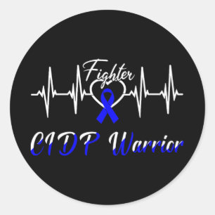 Sticker Rond Cidp Sensibilisation Guerrier Heartbeat Combattre 