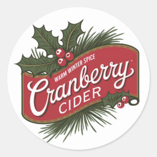 Sticker Rond cidre de canneberge de Noël festif
