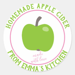 Sticker Rond Cidre de pomme maison - Fabriqué avec amour