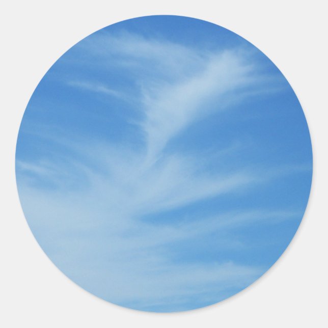 Sticker Rond Ciel bleu avec nuages blancs Abstrait Nature Photo (Devant)