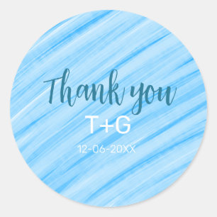 Sticker Rond Ciel bleu merci ajouter nom couple date année text