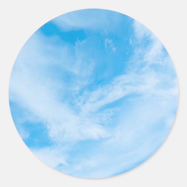 Sticker Rond Ciel bleu nuages blancs Modèle blanc élégant (Devant)