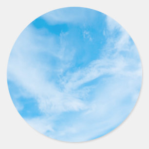 Sticker Rond Ciel Bleu Nuages Blancs Modèle Vierge Élégant