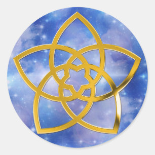 Sticker Rond Ciel de la fleur de Vénus de symbole/GOLD