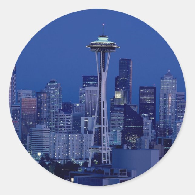 Sticker Rond Ciel de Seattle (Devant)
