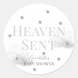 Sticker Rond Ciel envoyé Grey Cloud Baby shower neutre