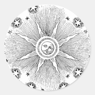 Sticker Rond Ciel Nocturne Antique Étoiles Solaires Zodiaque Mé