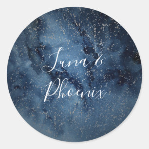 Sticker Rond Ciel nocturne céleste Sceaux d'enveloppe d'argen