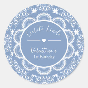 Sticker Rond Cielito Lindo 1er Anniversaire Bleu