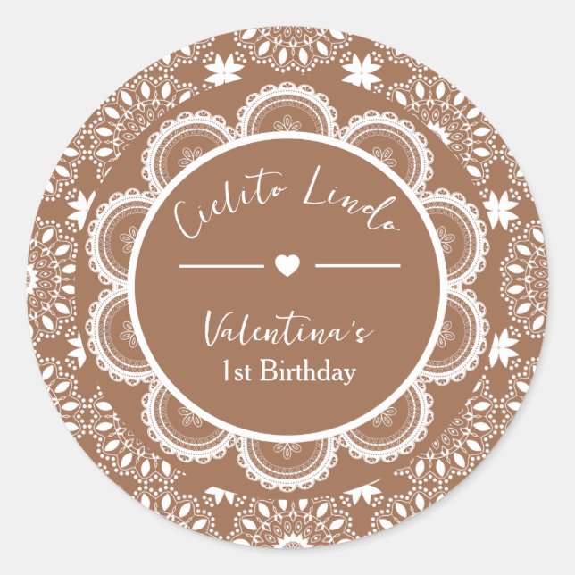 Sticker Rond Cielito Lindo 1st Birthday Brown (Devant)