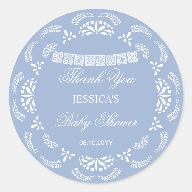 Sticker Rond Cielito Lindo Talavera Mexican Boy Baby Shower (Devant)