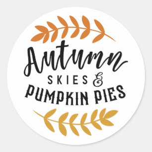 Sticker Rond Ciels d'automne Citrouilles Pies d'automne