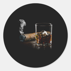 Sticker Rond Cigar Et Bourbon Idéal Pour Le Salon Du Cigar