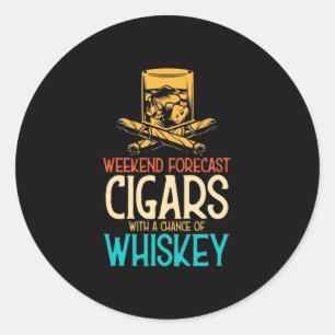 Sticker Rond Cigares Week-End Avec Chance Whiskey