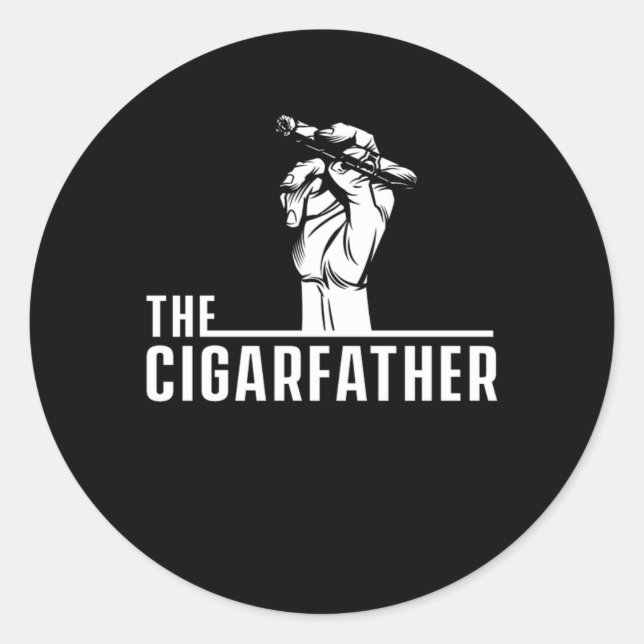 Sticker Rond Cigarfather Cigar Smoker Humidor Cigars Lover Cade (Devant)