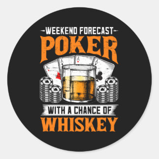 Sticker Rond Cigars Whiskey Et Jouer Poker Fumeur