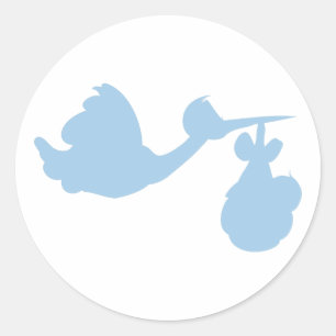 Sticker Rond Cigogne avec le bébé
