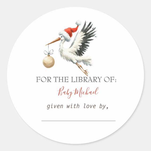 Sticker Rond Cigogne de vacances adorable et mignonne (Devant)