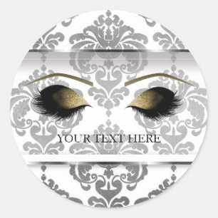 Sticker Rond Cils Argent Damassé Vintage Glam Maquillage Modern