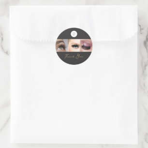 Sticker Rond Cils de photo de script noir Entreprise 