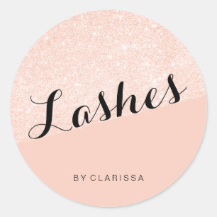 Sticker Rond Cils élégants modernes rose gold pailletés rose pâ
