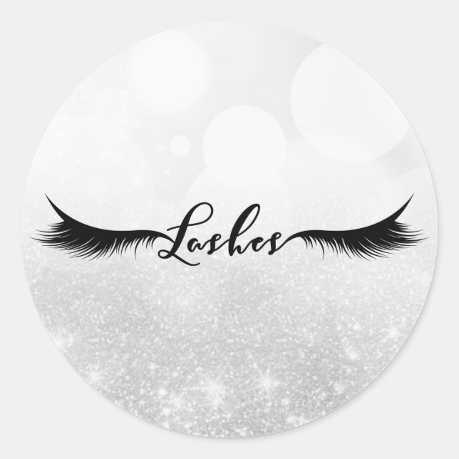 Sticker Rond Cils Extensions de cils Argent Beauté Favori (Devant)