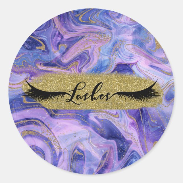 Sticker Rond Cils Fantaisie Éthérée de Cotton Candy Marble (Devant)