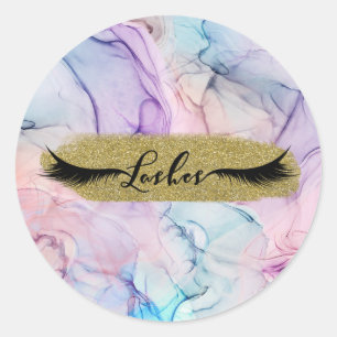 Sticker Rond Cils Fantastiques Aquarelle Pastel Éthéré Diaphane
