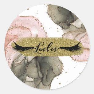Sticker Rond Cils Fantastiques Ethérés Humeur Rose Noir Or Encr