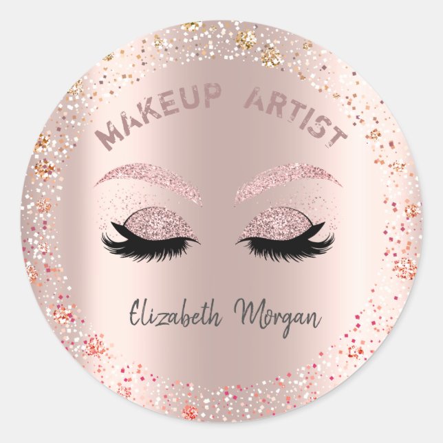 Sticker Rond Cils Faux Pailletés Élégants, Confettis, Maquillag (Devant)