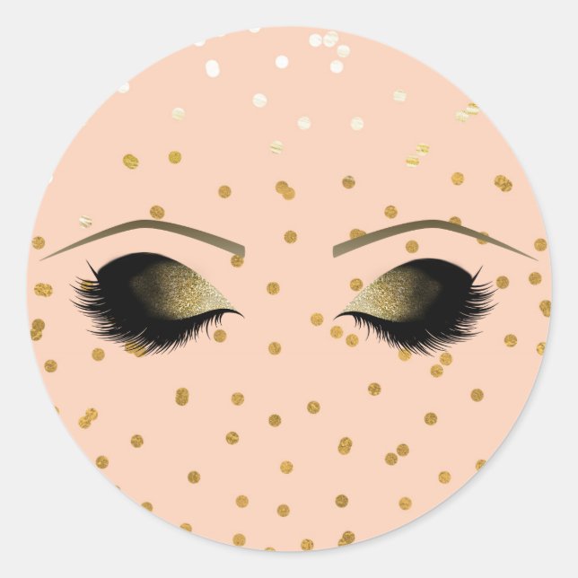 Sticker Rond Cils Makeup Pêche & Or Soirée Beauté (Devant)