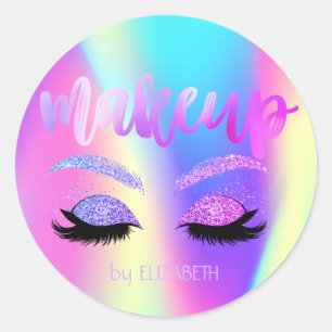 Sticker Rond Cils Pailletés Tendance Féminins Élégants Holograp