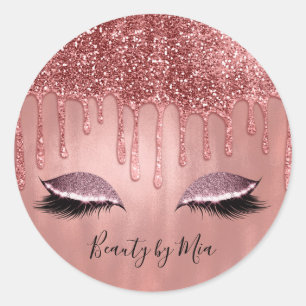 Sticker Rond Cils Rose Gold Glitter Drips