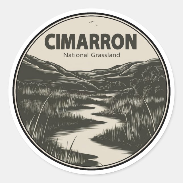 Sticker Rond Cimarron National Grassland Kansas Stream (Devant)